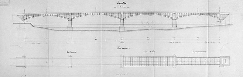 Avant-projet établi par la 'Société des ponts et travaux en fer', et reçu le 14 août 1890 par le Service vicinal de Seine-et-Oise.