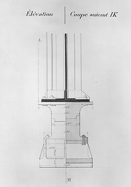 Projet établi par l'agent-voyer chef Michaud, dressé le 20 octobre 1892 : détail d'un sabot fixe à la base d'un appui sur la pile de la rive droite