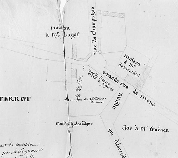 Plan du centre du bourg de Juvisy, daté de 1787