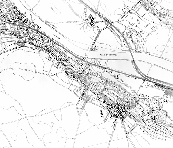 Plan de la commune d'Athis-Mons, extr.de la Carte du Service géographique des armées, 1887.