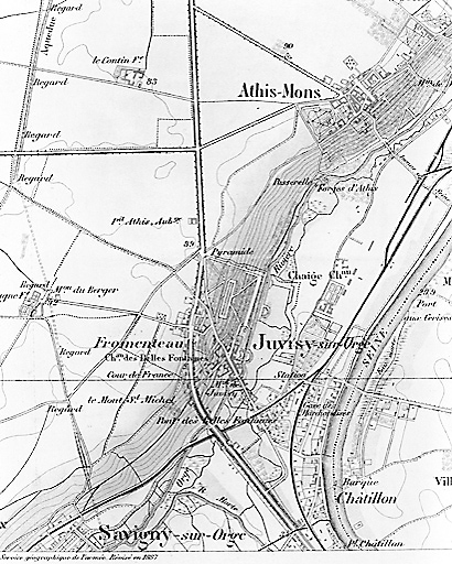 Plan des communes d'Athis-Mons et de Juvisy, extr.de la Carte du Service géographique des armées, 1893.