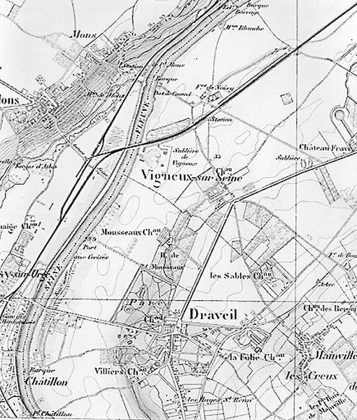 Plan de la commune de Vigneux, extr.de la Carte du Service géographique des armées, 1893.
