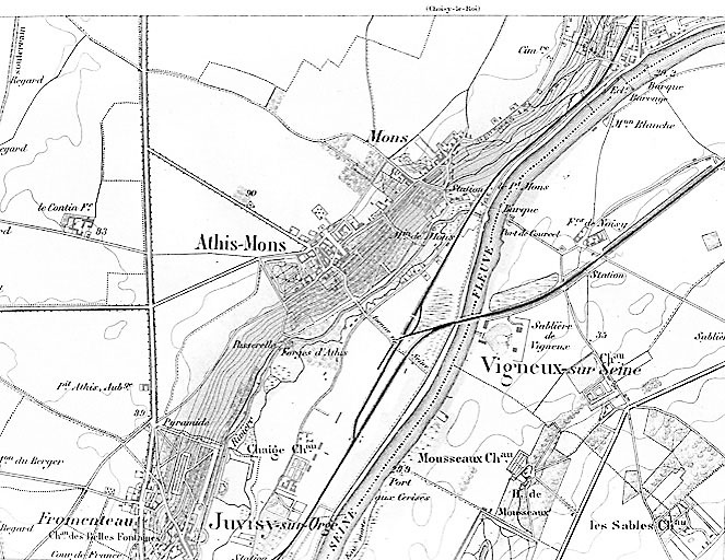 Plan de la commune d'Athis-Mons, extr. de la carte du Service géographique des armées, 1893.