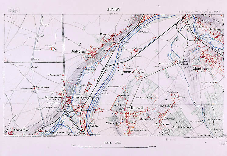 Carte du Service géographique de l'armée, 34è feuille, Juvisy, 1893.