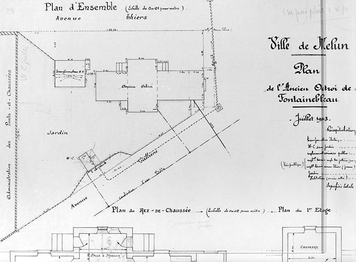 L'ancien octroi de Fontainebleau : plan de situation.