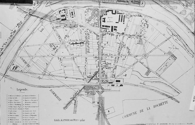 'Plan de la ville de Melun dressé par A. Grosjean, géomètre à Melun, avec le concours de C. Lemaire, archiviste du département' : partie sud.