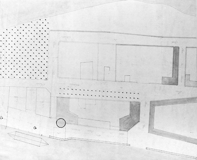 Plan de la pointe occidentale de l'île Saint-Etienne. Partie gauche du document.