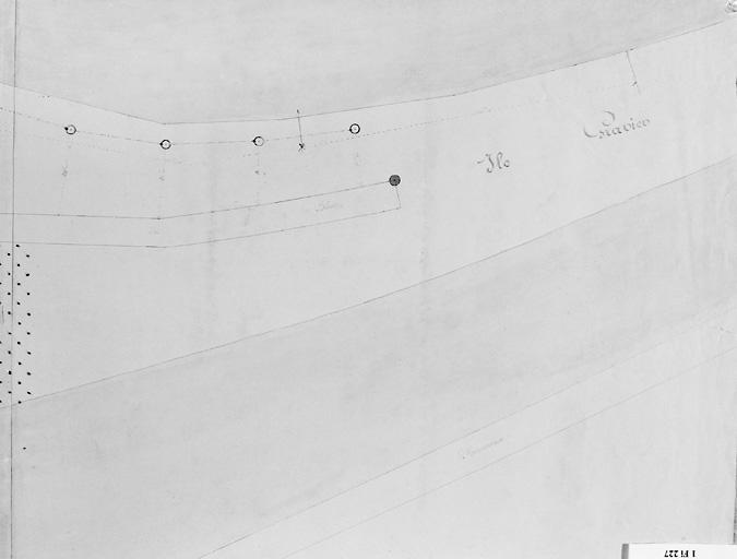 Plan de la pointe occidentale de l'île Saint-Etienne. Partie droite du document.