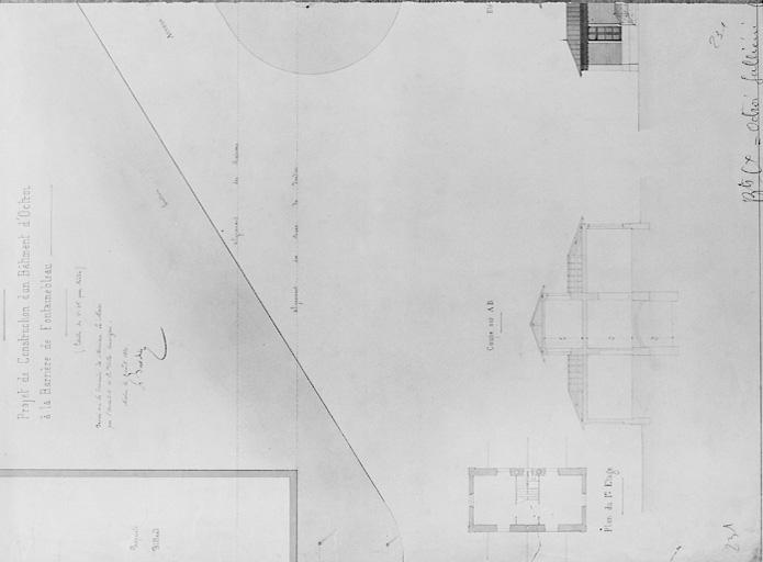 Projet de construction d'un bâtiment d'octroi à la barrière de Fontainebleau (sortie sud de Melun).