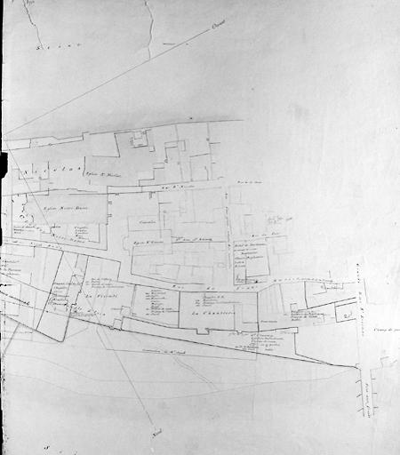 Plan des terrains appartenant à la ville de Melun, dans la partie orientale de l'île Saint-Etienne. Partie droite du document.