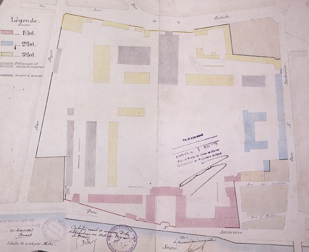 Plan des anciennes casernes : lots des démolitions.