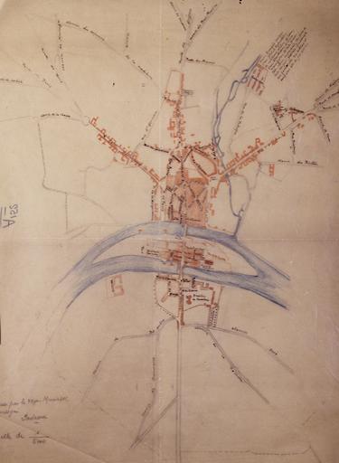 Plan de Melun en 1810, dressé par le voyer municipal Padrona.