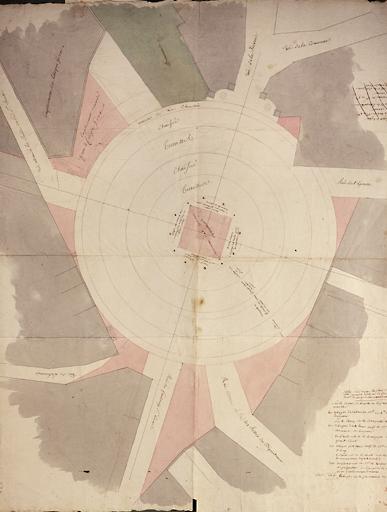 Projet pour la place Saint-Jean, avec la colonne départementale au centre.