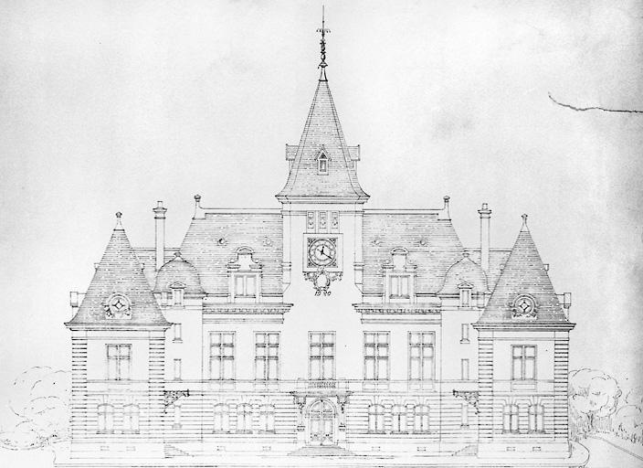 Projet non réalisé d'agrandissement de l'hôtel de ville : la façade.