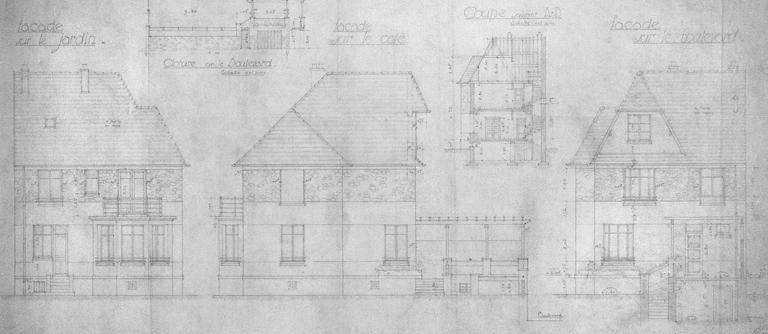 Projet de l'architecte J. Tricard pour la maison de M. Alloncle, boulevard Aristide-Briand (1937).