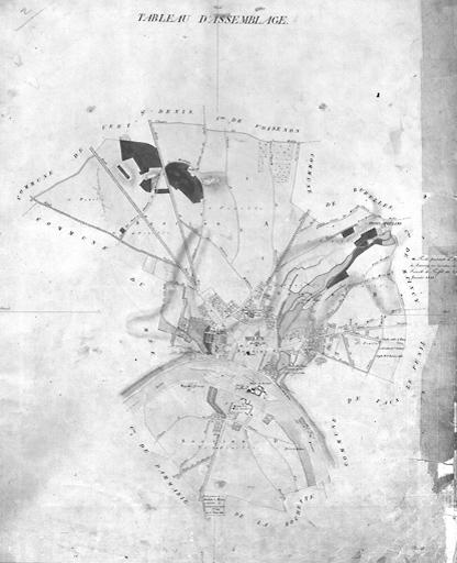 Plan parcellaire de la commune de Melun, levé en 1826 (...) sous la direction de M. Semane géomètre en chef, par M. Portant géomètre de première classe. Tableau d'assemblage.