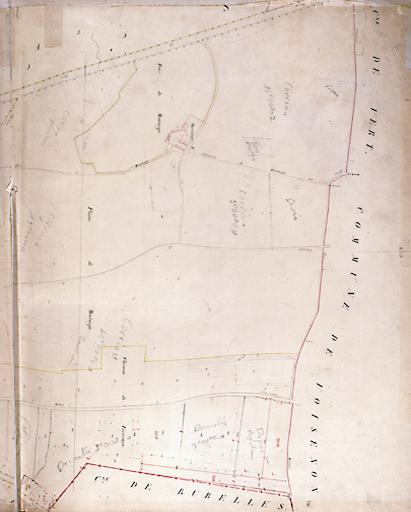 Plan parcellaire de la commune de Melun, levé en 1826 (...) sous la direction de M. Semane géomètre en chef, par M. Portant géomètre de première classe. Section A, dite de Montaigu, 3e feuille, 2eme partie. Echelle 1/2500.