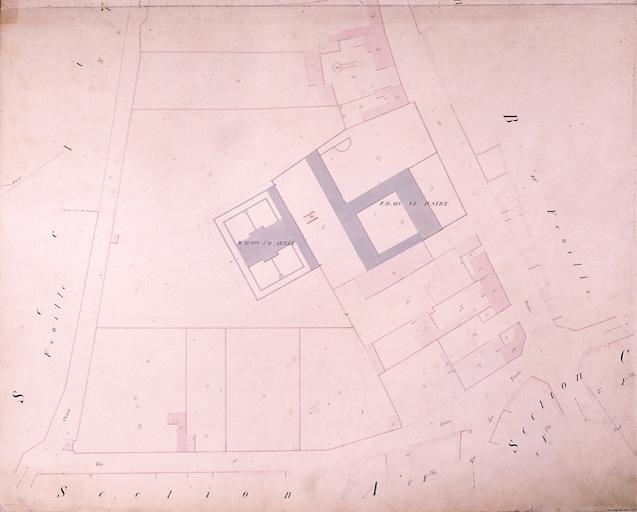 Plan parcellaire de la commune de Melun, levé en 1826 (...) sous la direction de M. Semane géomètre en chef, par M. Portant géomètre de première classe. Section A, dite de Montaigu, 4e feuille, 2eme partie.