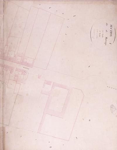 Plan parcellaire de la commune de Melun, levé en 1826 (...) sous la direction de M. Semane géomètre en chef, par M. Portant géomètre de première classe. Section A, dite de Montaigu, 6e feuille, 2eme partie.