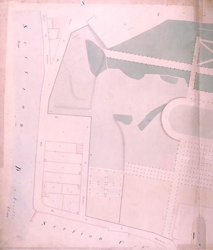 Plan parcellaire de la commune de Melun, levé en 1826 (...) sous la direction de M. Semane géomètre en chef, par M. Portant géomètre de première classe. Section A, dite de Montaigu, 7e feuille, 1ere partie.