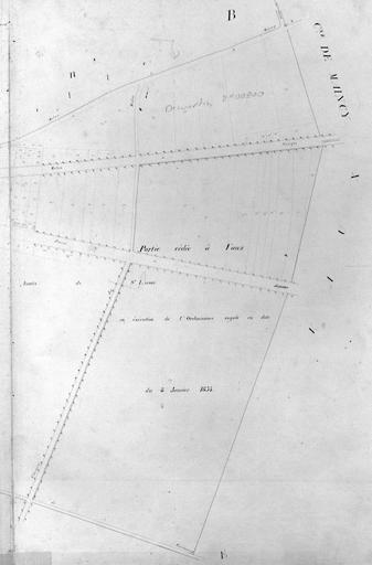 Plan parcellaire de la commune de Melun, levé en 1826 (...) sous la direction de M. Semane géomètre en chef, par M. Portant géomètre de première classe. Section B, dite de Saint-Liesne, 4eme feuille, 2eme partie.