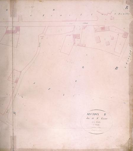 Plan parcellaire de la commune de Melun, levé en 1826 (...) sous la direction de M. Semane géomètre en chef, par M. Portant géomètre de première classe. Section B, dite de Saint-Liesne, 5eme feuille, 2eme partie.