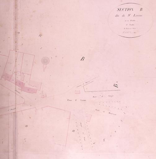 Plan parcellaire de la commune de Melun, levé en 1826 (...) sous la direction de M. Semane géomètre en chef, par M. Portant géomètre de première classe. Section B, dite de Saint-Liesne, 6eme feuille, 2eme partie.