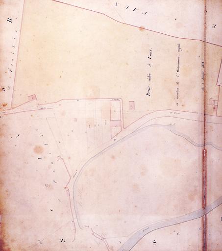 Plan parcellaire de la commune de Melun, levé en 1826 (...) sous la direction de M. Semane géomètre en chef, par M. Portant géomètre de première classe. Section B, dite de Saint-Liesne, 8eme feuille, 1ere partie.