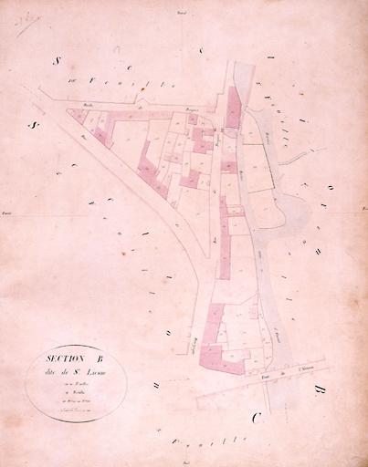 Plan parcellaire de la commune de Melun, levé en 1826 (...) sous la direction de M. Semane géomètre en chef, par M. Portant géomètre de première classe. Section B, dite de Saint-Liesne, 9eme feuille.