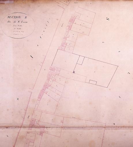 Plan parcellaire de la commune de Melun, levé en 1826 (...) sous la direction de M. Semane géomètre en chef, par M. Portant géomètre de première classe. Section B, dite de Saint-Liesne, 10eme feuille, 2eme partie.