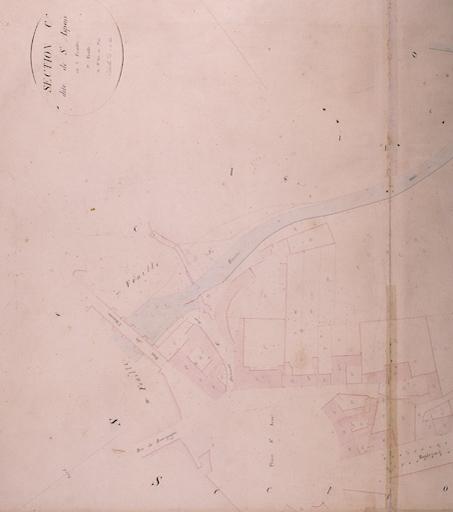 Plan parcellaire de la commune de Melun, levé en 1826 (...) sous la direction de M. Semane géomètre en chef, par M. Portant géomètre de première classe. Section C, dite de Saint-Aspais, 3eme feuille, 1ere partie.