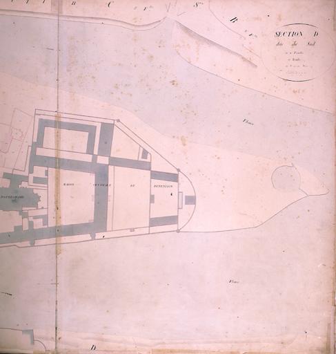 Plan parcellaire de la commune de Melun, levé en 1826 (...) sous la direction de M. Semane géomètre en chef, par M. Portant géomètre de première classe. Section D, dite du sud, 2eme feuille, 2eme partie.