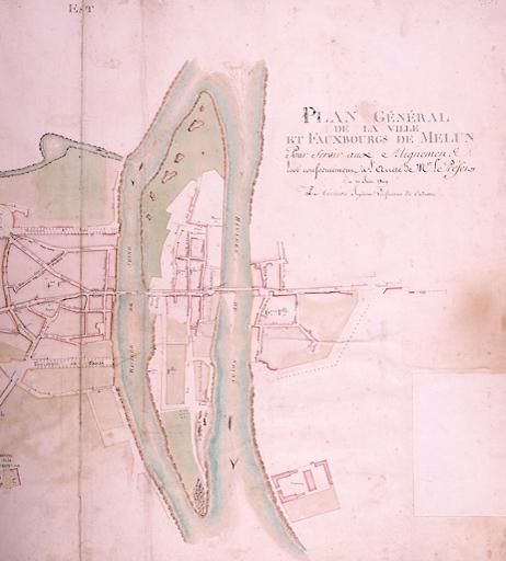 Détail de la planche ouvrant l'atlas des plans d'alignement de 1824 : l'île Saint-Etienne.