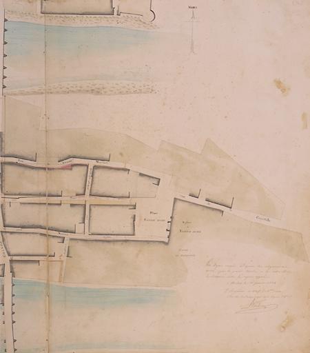 Plan général de la ville et fauxbourgs de Melun pour servir aux alignements, levé conformément à l'arrêté de M. le Préfet du 10 juin 1809 par Cerneau ingénieur vérificateur du cadastre. Cinquième feuille, partie droite. Ech. 1/500e.