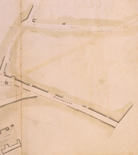 Plan général de la ville et fauxbourgs de Melun pour servir aux alignements, levé conformément à l'arrêté de M. le Préfet du 10 juin 1809 par Cerneau ingénieur vérificateur du cadastre. Huitième feuille, partie droite. Ech. 1/500e.