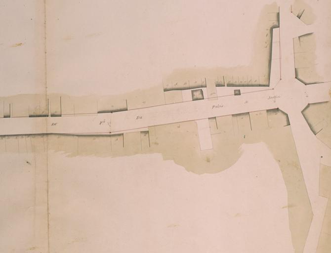 Plan général de la ville et fauxbourgs de Melun pour servir aux alignements, levé conformément à l'arrêté de M. le Préfet du 10 juin 1809 par Cerneau ingénieur vérificateur du cadastre. Neuvième feuille, partie droite. Ech. 1/500e.