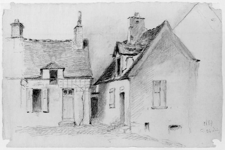'Dernières habitations du Petit-Clos (quartier Saint-Ambroise), 24 juin 1884'. La disparition de ces maisons a gommé du tissu urbain un habitat à cour commune, attesté depuis le Moyen Age.