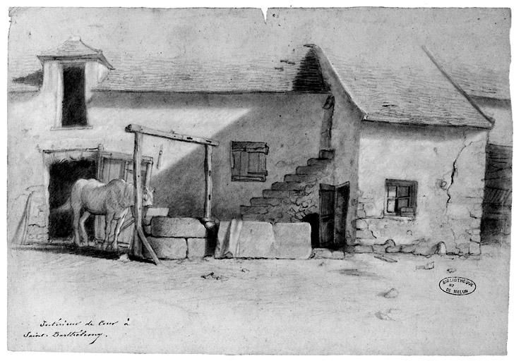 'Intérieur de cour à Saint-Barthélemy'. 19e siècle
