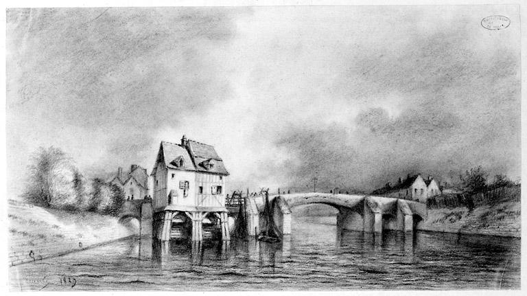 'Grand pont, établissement de la pêcherie des anguilles'. 1829