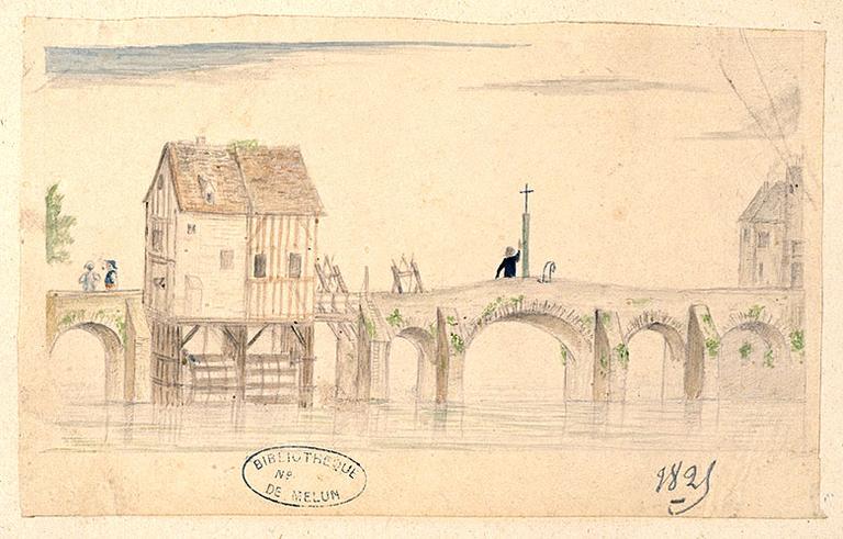 Le pont aux moulins en 1825.