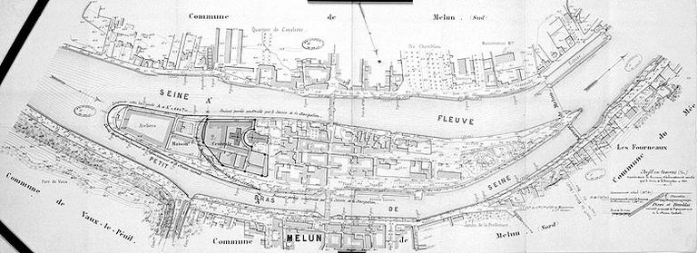 Ponts et chaussées, département de Seine-et-Marne, navigation de la Seine : réparation des perrés situés autour de la maison centrale de Melun.