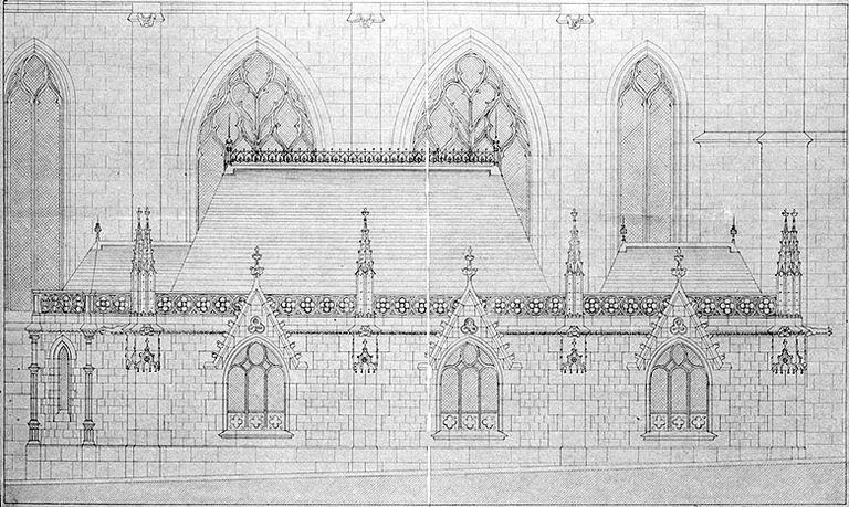 Ville de Melun. Eglise Saint-Aspais. Sacristie nouvelle, projet définitif. éch. 0.03 m.p.m.