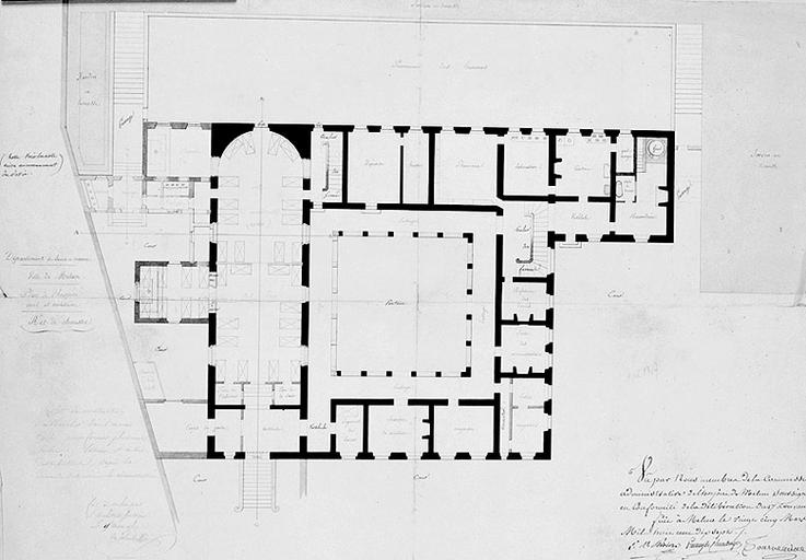 Département de Seine-et-Marne, ville de Melun : plan de l'hospice civil et militaire, rez-de-chaussée.