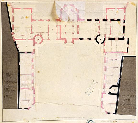 Album de 11 planches : projet d'hôtel de ville. Planche 6 : plan du rez-de-chaussée.