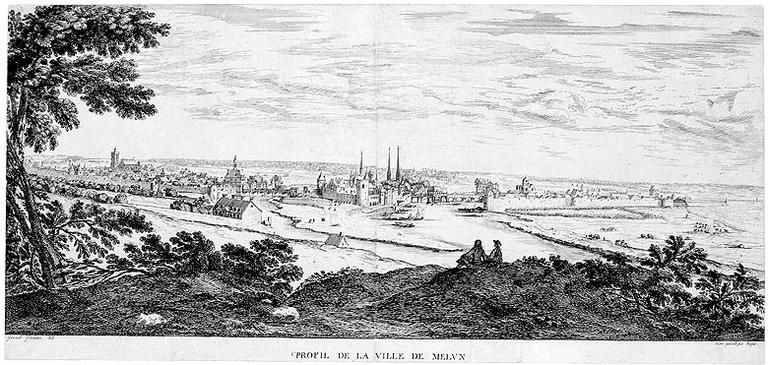 Profil de la ville de Melun, par Israël Silvestre.