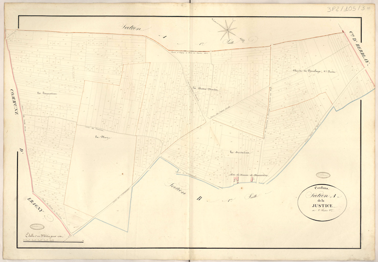 Cadastre napoléonien : Section A de la Justice, 2e feuille.