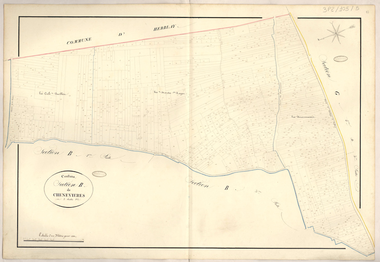 Cadastre napoléonien : Section B de Chennevières, 2e feuille.