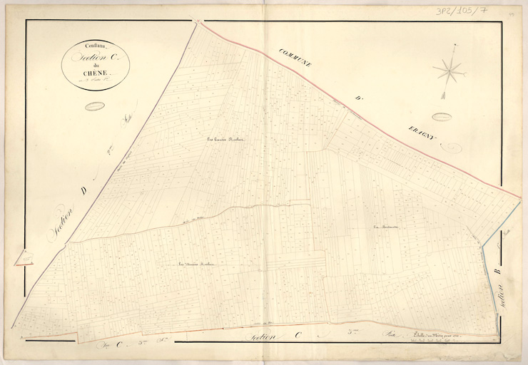 Cadastre napoléonien : Section C du Chêne, 1ère feuille.