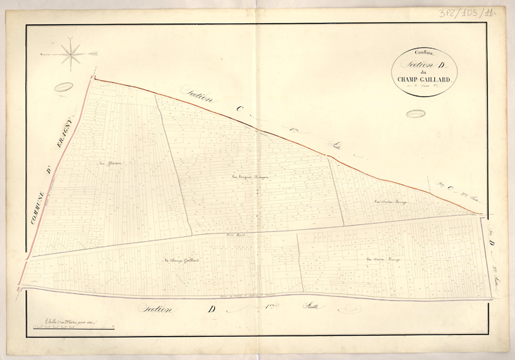 Cadastre napoléonien : Section D du Champ Gaillard, 2e feuille.