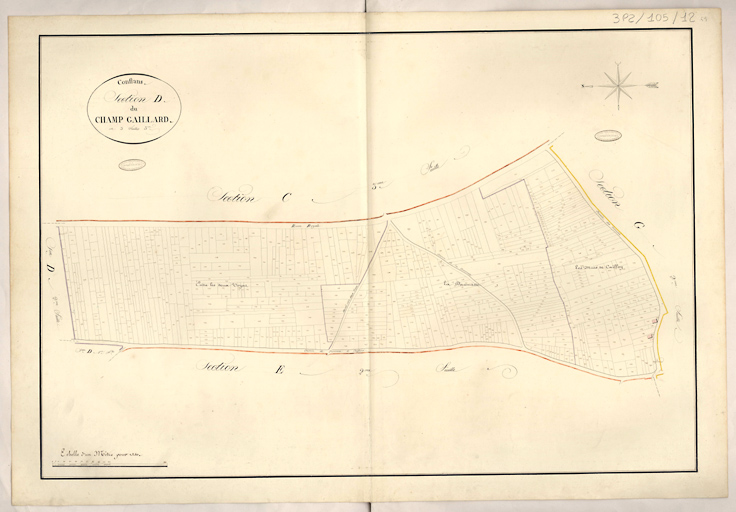 Cadastre napoléonien : Section D du Champ Gaillard, 3e feuille.